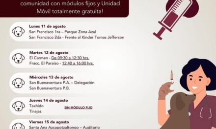 Vecinos de El Carmen y El Paraíso, recuerden que hoy martes hay Jornada de Vacunación Antirrábica, el gobierno municipal de #TepejiDel Río invita a llevar a sus lomitos a vacunar