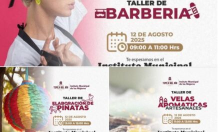 Invitan a participar en los talleres de Barbería, Piñatería y Velas Aromáticas