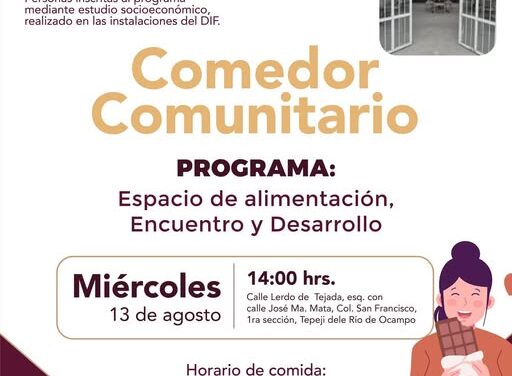 Gobierno de Tepeji inaugurará Comedor Comunitario