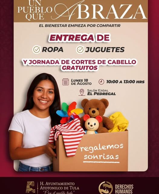 El gobierno de 𝗔𝘁𝗼𝘁𝗼𝗻𝗶𝗹𝗰𝗼 𝗱𝗲 𝗧𝘂𝗹𝗮 invita a la 𝗲𝗻𝘁𝗿𝗲𝗴𝗮 𝗱𝗲 𝗿𝗼𝗽𝗮 𝘆 𝗷𝘂𝗴𝘂𝗲𝘁𝗲𝘀 y a la 𝗷𝗼𝗿𝗻𝗮𝗱𝗮 𝗱𝗲 𝗰𝗼𝗿𝘁𝗲𝘀 𝗱𝗲 𝗰𝗮𝗯𝗲𝗹𝗹𝗼 𝗴𝗿𝗮𝘁𝘂𝗶𝘁𝗼𝘀.