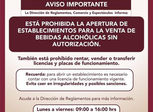 Prohibida la apertura de establecimientos para la venta de bebidas alcohólicas sin autorización en Tepeji