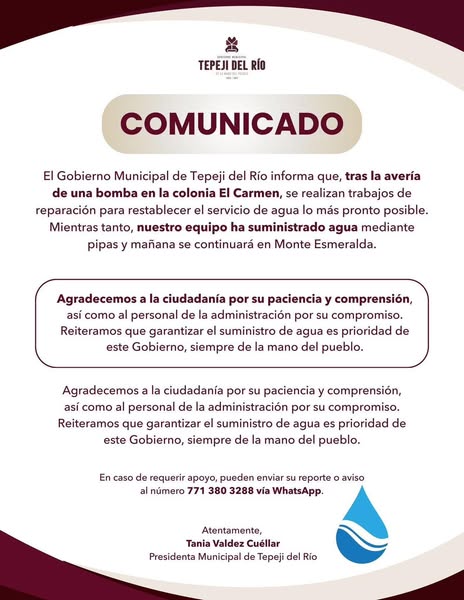 Comunicado Gobierno de Tepeji del Río