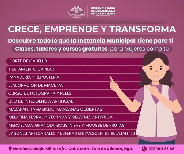 Impulsa tu autonomía económica con los cursos, talleres y capacitaciones en Tula de Allende