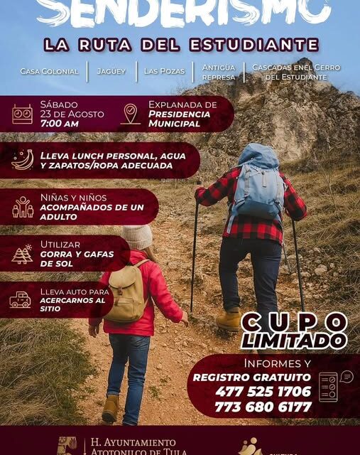 Invitan a la ruta de senderismo «La Ruta del Estudiante» en Atotonilco de Tula