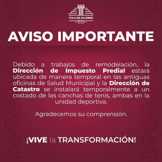 #Aviso #TulaDeAllende