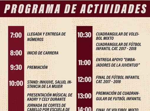 Programa de actividades del Duatló de la Juventud en Atotonilco de Tula