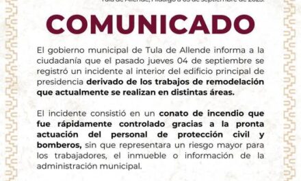 El gobierno de Tula de Allende emite el siguiente comunicado