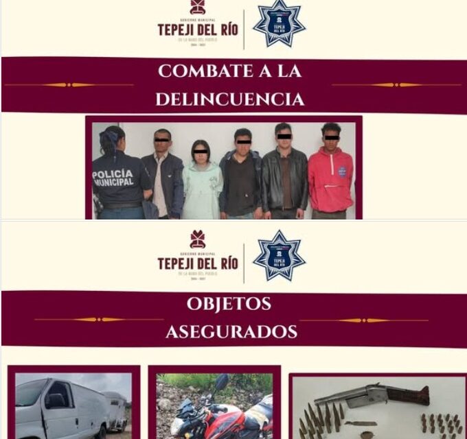 Policías municipales de Tepeji aseguran a cinco personas