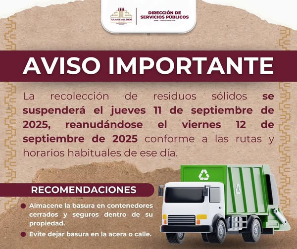 Aviso gobierno de Tula de Allende