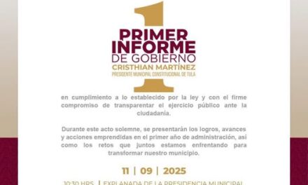 El gobierno de Tula de Allende te invita a ser parte del 1er Informe del presidente municipal Cristhian Martínez.