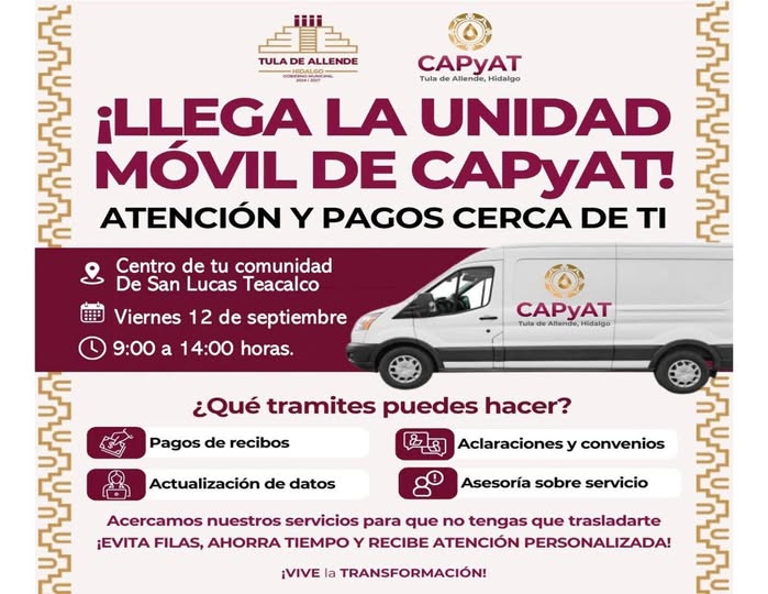 Aprovecha la unidad móvil de Capyat y ponte al corriente con tus pagos.