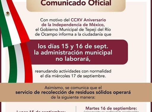 Comunicado Municipio de Tepeji del Río