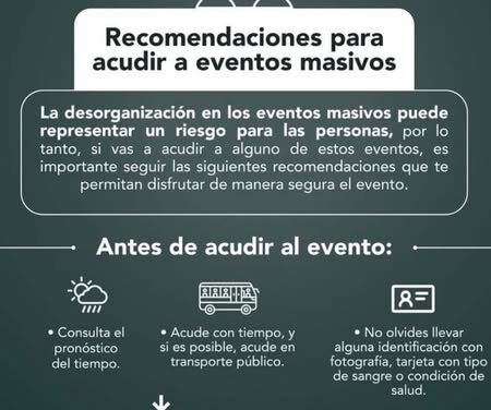 La Unidad de Protección Civil de #TulaDeAllende emite las siguientes recomendaciones, para aquellas personas que acudirán a eventos masivos en el marco de las #FiestasPatrias.