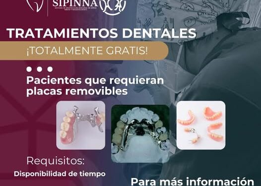 En SIPINNA Tepeji ofrecemos tratamientos dentales totalmente gratis para pacientes que requieran placas removibles.