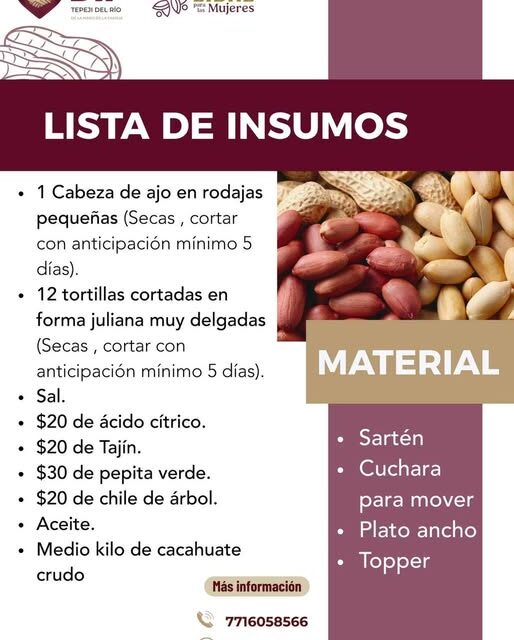 Impartirán Taller de Cacahuates Españoles en el Tepeji