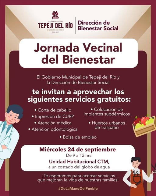 Mañana miércoles habrá Jornada Vecinal del Bienestar en CTM
