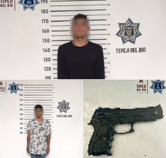 Policías municipales de Tepeji detienen a dos personas