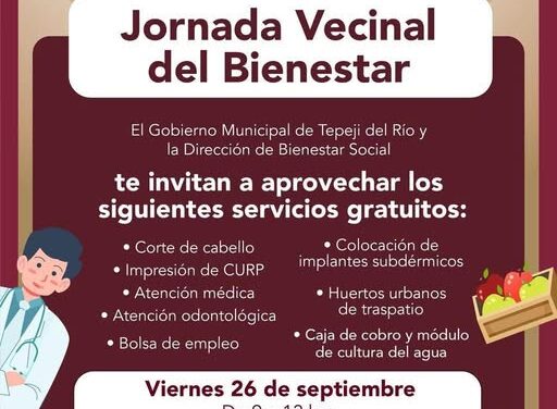 Mañana viernes habrá Jornada Vecinal del Bienestar en la Colonia El Edén
