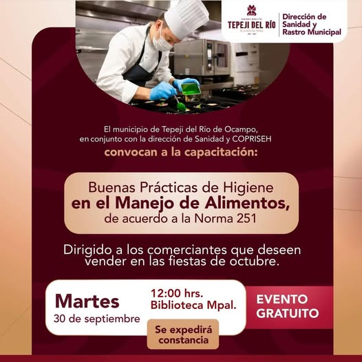 Capacitación para manejadores de alimentos – Fiestas de Octubre 2025  Tepeji del Río