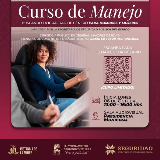 Impartirá curso de manejo para hombres y mujeres en Atotonilco de Tula