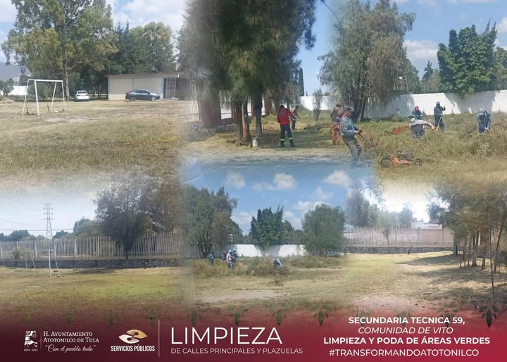 Realizan labores de mantenimiento en la Escuela Secundaria Técnica No. 59 de Atotonilco de Tula