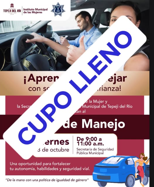 Gran respuesta a curso de manejo para mujeres en Tepeji del Río