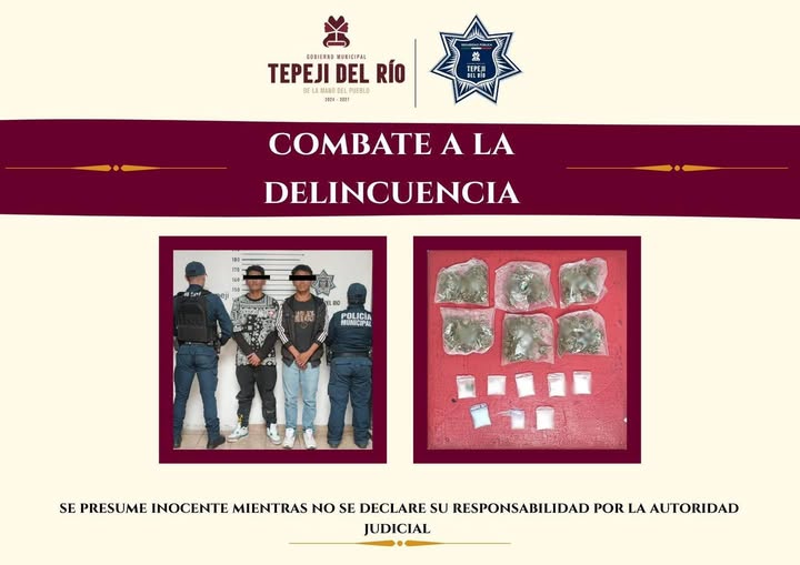 Policías municipales de Tepeji aseguran a dos personas tras denuncia ciudadana
