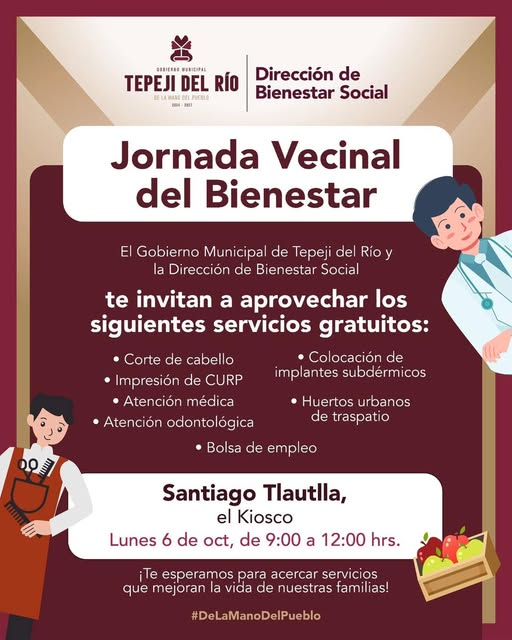 Habrá Jornada del Bienestar en Santiago Tlautla