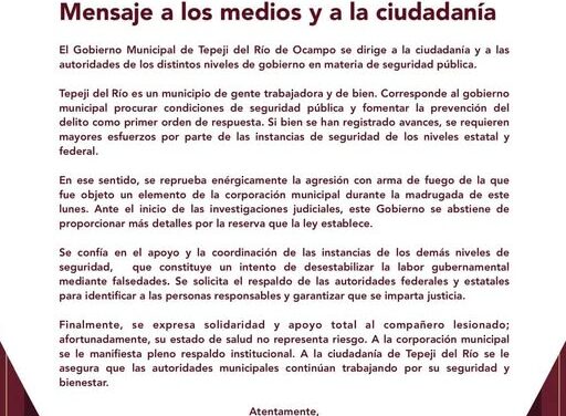 Comunicado Gobierno Municipal de Tepeji del Río