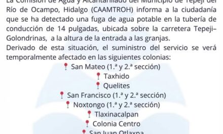 Comunicado Comisión de Agua de Tepeji del Río