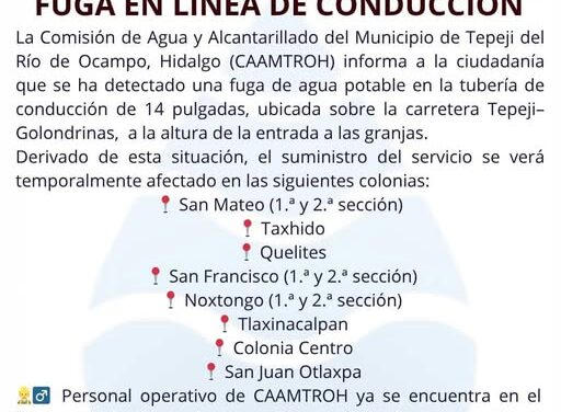 Comunicado Comisión de Agua de Tepeji del Río
