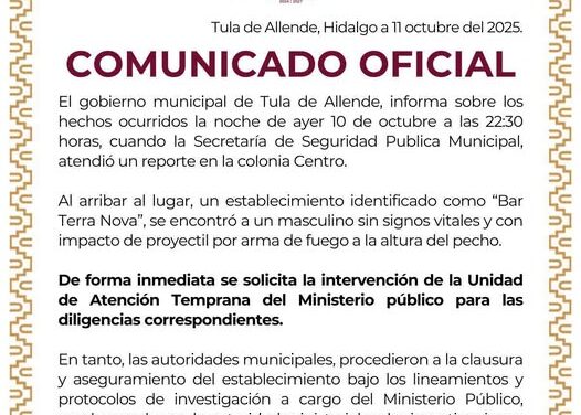 Comunicado Gobierno de Tula de Allende