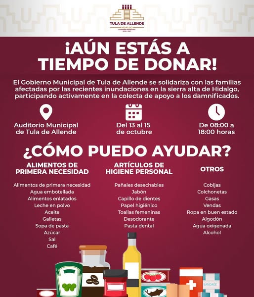 Centro de Acopio de Tula estará instalado en el Auditorio Municipal