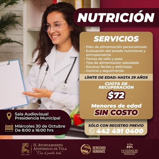 Invitan a la Jornada de Nutrición Juvenil en Atotonilco de Tula