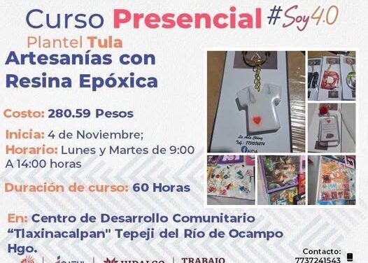Impartirán Curso de Resina Epóxica en Tepeji del Río