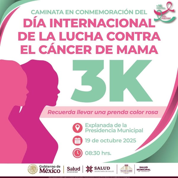 Organizan Caminata en Conmemoración del Día Mundial de la Lucha contra el Cáncer de Mama