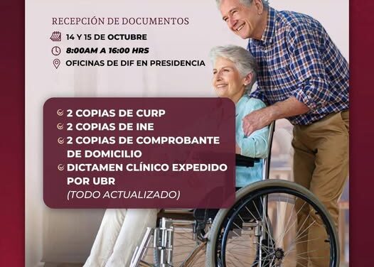 Abren convocatoria para recibir silla de ruedas en Atotonilco de Tula