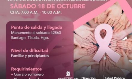 Invitan a participar en la Cuarta Ruta de Senderismo Rosa, en el marco del Día Nacional de la Lucha contra el Cáncer de Mama