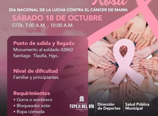 Invitan a participar en la Cuarta Ruta de Senderismo Rosa, en el marco del Día Nacional de la Lucha contra el Cáncer de Mama