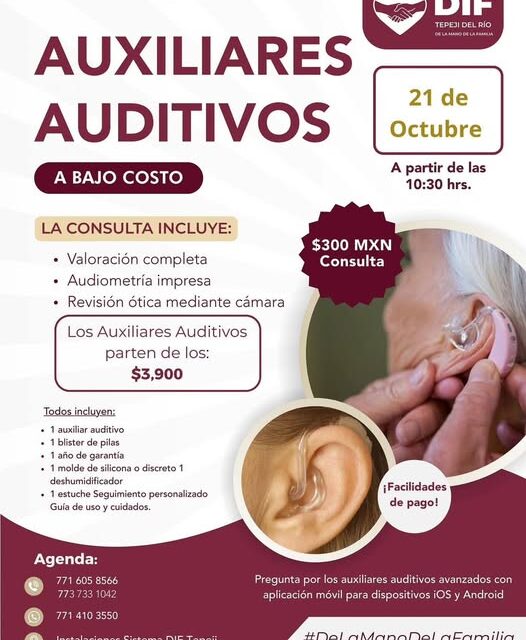 Adquiere auxiliares auditivos a bajo costo en el DIF Tepeji
