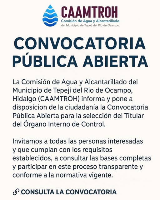 Convocatoria Pública Abierta para la selección del Titular del Órgano Interno de Control de la CAAMTROH