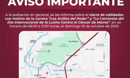 Cerrarán vailidades en Tula por carrera y caminata
