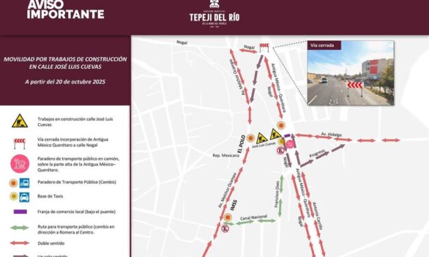 Cerrarán vialidad por obra en Tepeji del Río, conoce las vías alternas