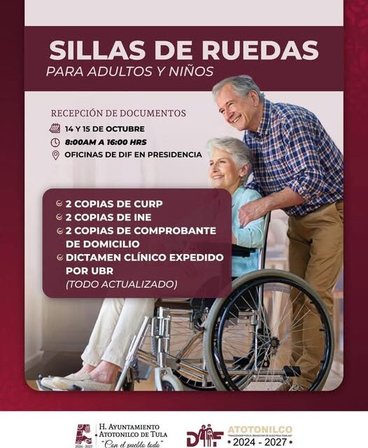 Amplían inscripciones para el programa de sillas de ruedas en Atotonilco de Tula