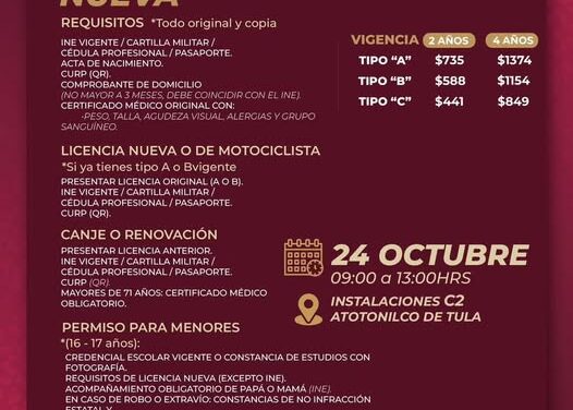 Tramita tu licencia de conducir en Atotonilco de Tula