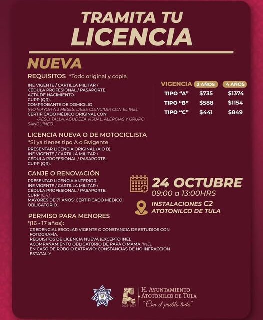 Tramita tu licencia de conducir en Atotonilco de Tula
