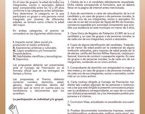 Abren Convocatoria del Premio Municipal de la Juventud 2025 en Tepeji