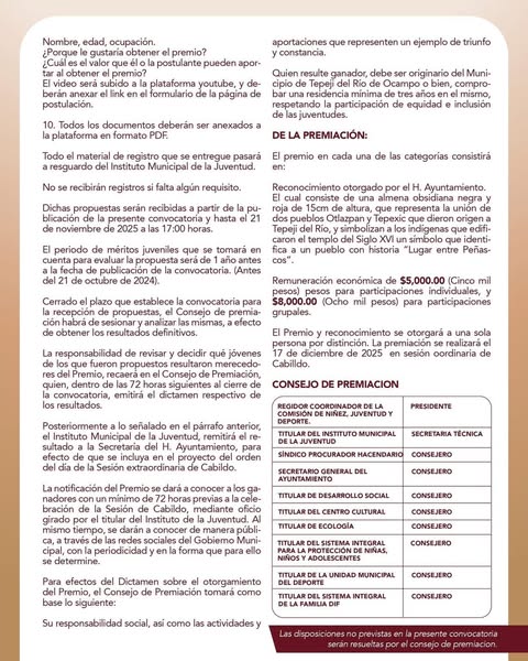 Abren Convocatoria del Premio Municipal de la Juventud 2025 en Tepeji