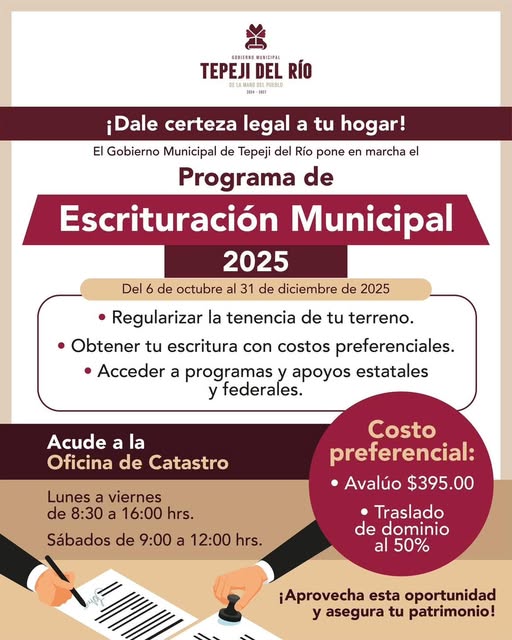 Impulsan Programa de Escrituración Municipal 2025 en Tepeji