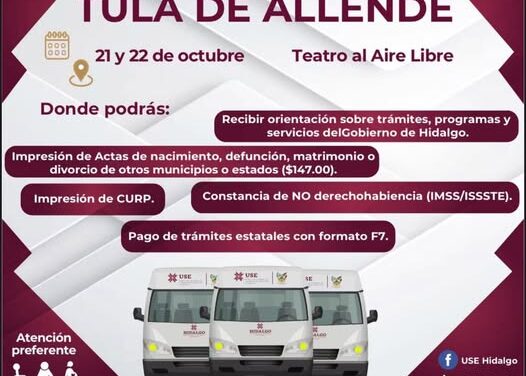 Las Unidades Móviles se encuentran dando servicio en Tula de Allende